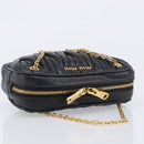 Miu Miu mini Hand Bag Leather Black Gold Auth 167686M-6