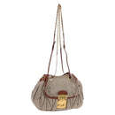 Miu Miu Shoulder Bag Linen Beige Gold Auth 167687M-1