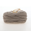 Miu Miu Shoulder Bag Linen Beige Gold Auth 167687M-11