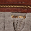 Miu Miu Shoulder Bag Linen Beige Gold Auth 167687M-16