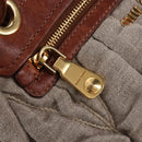 Miu Miu Shoulder Bag Linen Beige Gold Auth 167687M-17
