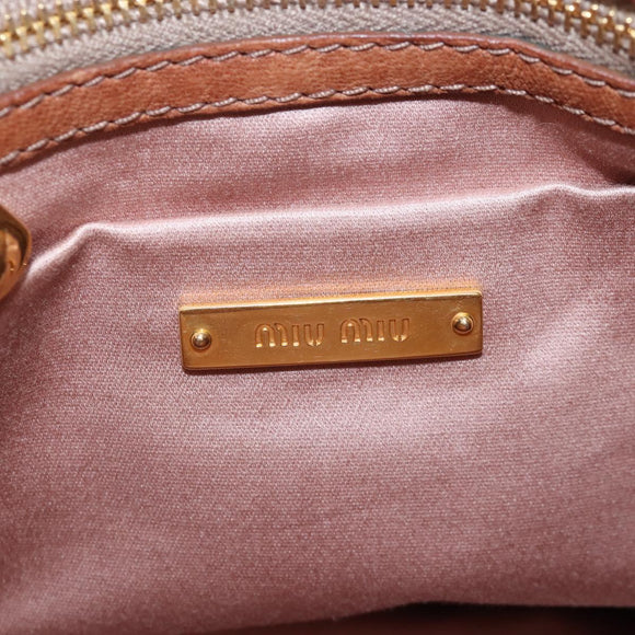 Miu Miu Shoulder Bag Linen Beige Gold Auth 167687M