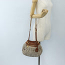 Miu Miu Shoulder Bag Linen Beige Gold Auth 167687M-31
