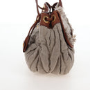 Miu Miu Shoulder Bag Linen Beige Gold Auth 167687M-4