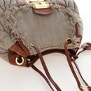 Miu Miu Shoulder Bag Linen Beige Gold Auth 167687M-6