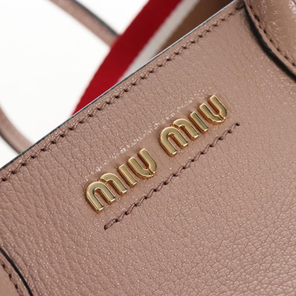 Miu Miu Hand Bag Leather 2way Pink Gold Auth 167688M