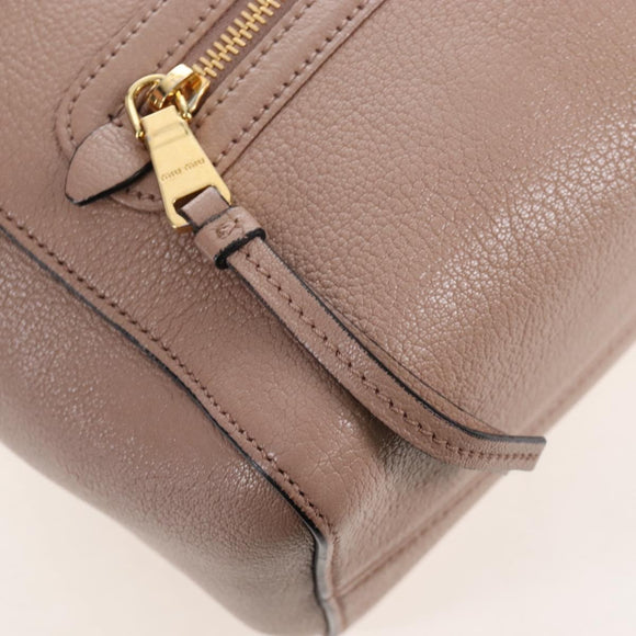 Miu Miu Hand Bag Leather 2way Pink Gold Auth 167688M