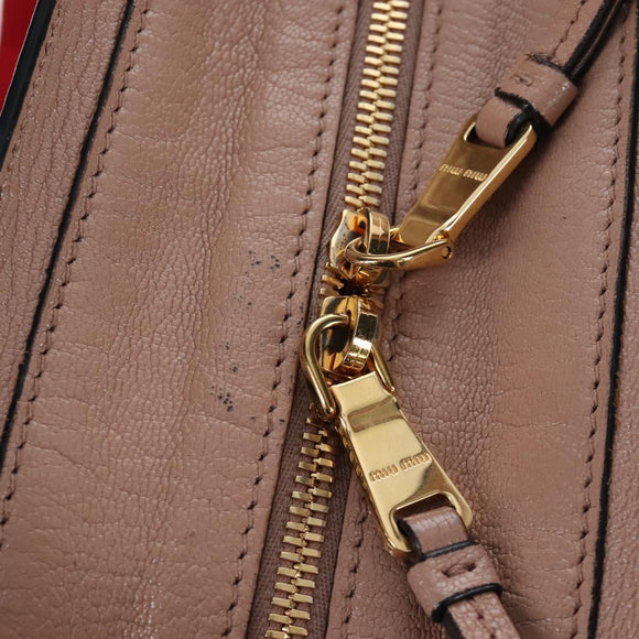 Miu Miu Hand Bag Leather 2way Pink Gold Auth 167688M