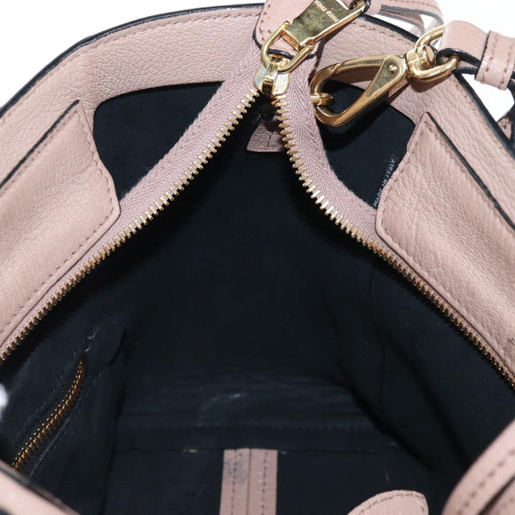 Miu Miu Hand Bag Leather 2way Pink Gold Auth 167688M