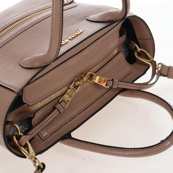 Miu Miu Hand Bag Leather 2way Pink Gold Auth 167688M