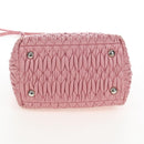 Miu Miu Matelasse Hand Bag Leather 2way Pink Silver Auth 167689A-6