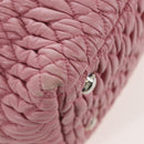 Miu Miu Matelasse Hand Bag Leather 2way Pink Silver Auth 167689A-22