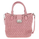 Miu Miu Matelasse Hand Bag Leather 2way Pink Silver Auth 167689A-13