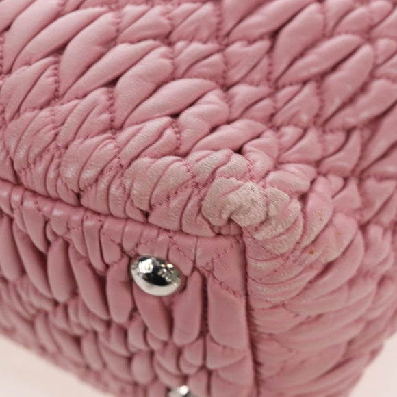Miu Miu Matelasse Hand Bag Leather 2way Pink Silver Auth 167689A