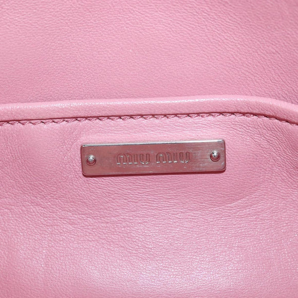 Miu Miu Matelasse Hand Bag Leather 2way Pink Silver Auth 167689A