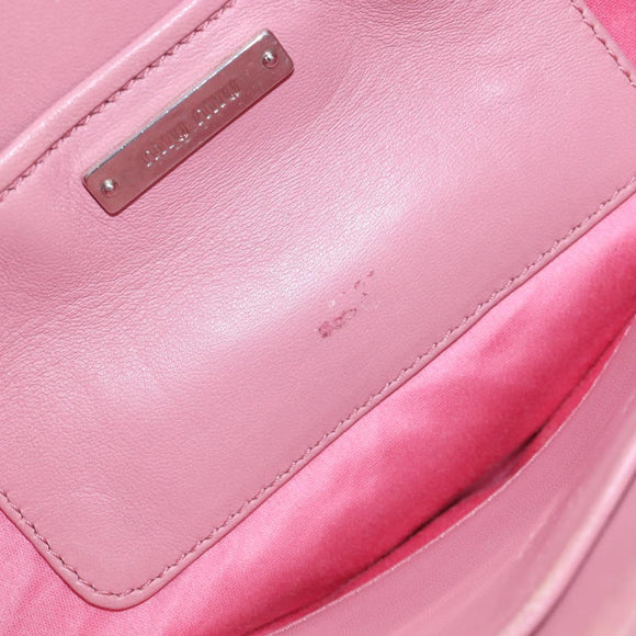 Miu Miu Matelasse Hand Bag Leather 2way Pink Silver Auth 167689A