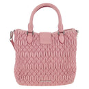 Miu Miu Matelasse Hand Bag Leather 2way Pink Silver Auth 167689A-2