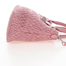 Miu Miu Matelasse Hand Bag Leather 2way Pink Silver Auth 167689A-5