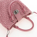 Miu Miu Matelasse Hand Bag Leather 2way Pink Silver Auth 167689A-14