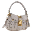 Miu Miu Matelasse Hand Bag Leather 2way Gray Gold Auth 167690M-1