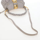 Miu Miu Matelasse Hand Bag Leather 2way Gray Gold Auth 167690M-10