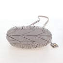 Miu Miu Matelasse Hand Bag Leather 2way Gray Gold Auth 167690M-13