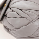 Miu Miu Matelasse Hand Bag Leather 2way Gray Gold Auth 167690M-15