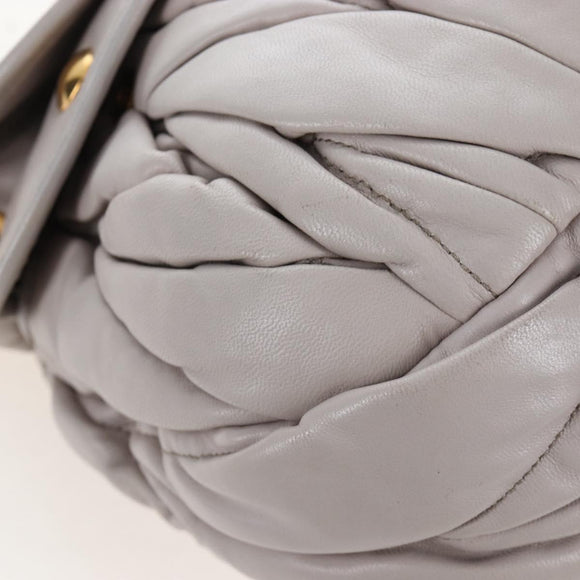 Miu Miu Matelasse Hand Bag Leather 2way Gray Gold Auth 167690M