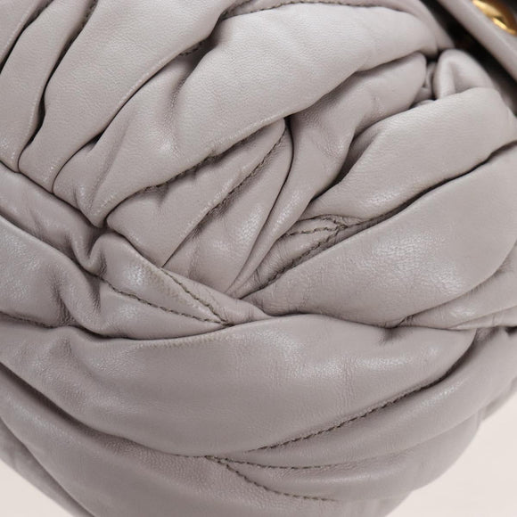 Miu Miu Matelasse Hand Bag Leather 2way Gray Gold Auth 167690M