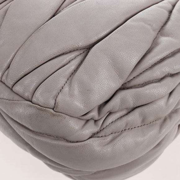 Miu Miu Matelasse Hand Bag Leather 2way Gray Gold Auth 167690M