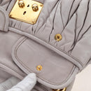 Miu Miu Matelasse Hand Bag Leather 2way Gray Gold Auth 167690M-24