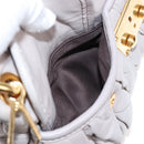 Miu Miu Matelasse Hand Bag Leather 2way Gray Gold Auth 167690M-25
