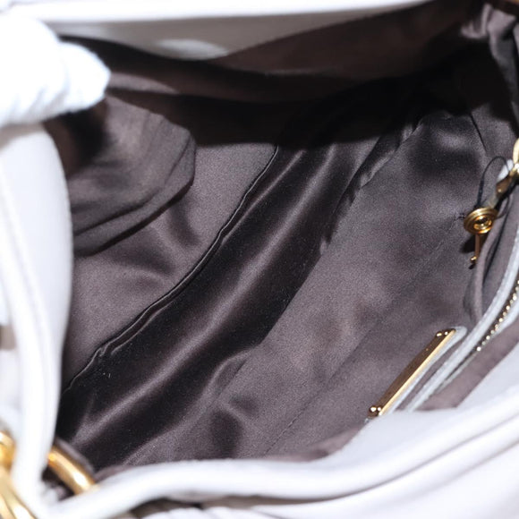 Miu Miu Matelasse Hand Bag Leather 2way Gray Gold Auth 167690M