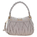 Miu Miu Matelasse Hand Bag Leather 2way Gray Gold Auth 167690M-3