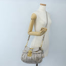 Miu Miu Matelasse Hand Bag Leather 2way Gray Gold Auth 167690M-35
