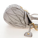 Miu Miu Matelasse Hand Bag Leather 2way Gray Gold Auth 167690M-5