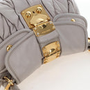 Miu Miu Matelasse Hand Bag Leather 2way Gray Gold Auth 167690M-6