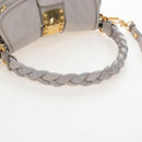 Miu Miu Matelasse Hand Bag Leather 2way Gray Gold Auth 167690M-7