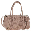 Miu Miu Matelasse Hand Bag Leather 2way Pink Silver Auth 167692A-1