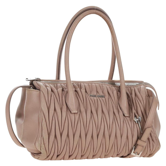 Miu Miu Matelasse Hand Bag Leather 2way Pink Silver Auth 167692A