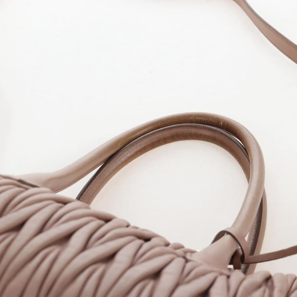Miu Miu Matelasse Hand Bag Leather 2way Pink Silver Auth 167692A