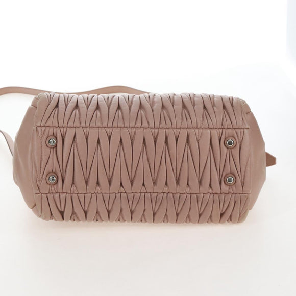 Miu Miu Matelasse Hand Bag Leather 2way Pink Silver Auth 167692A