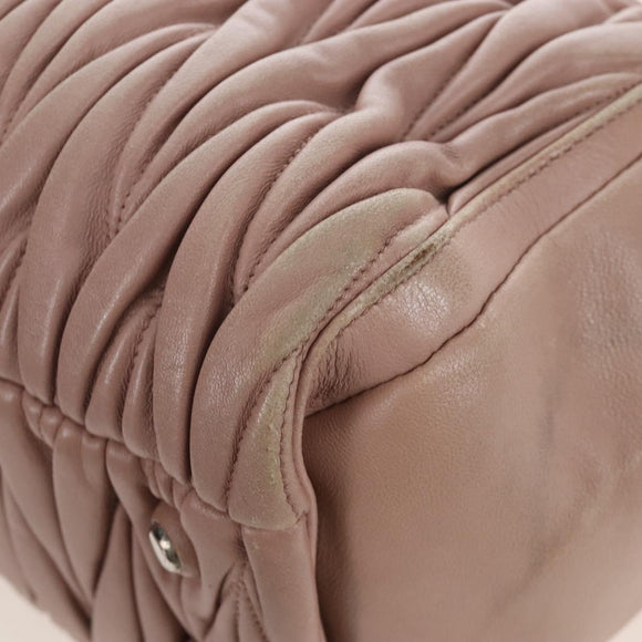 Miu Miu Matelasse Hand Bag Leather 2way Pink Silver Auth 167692A
