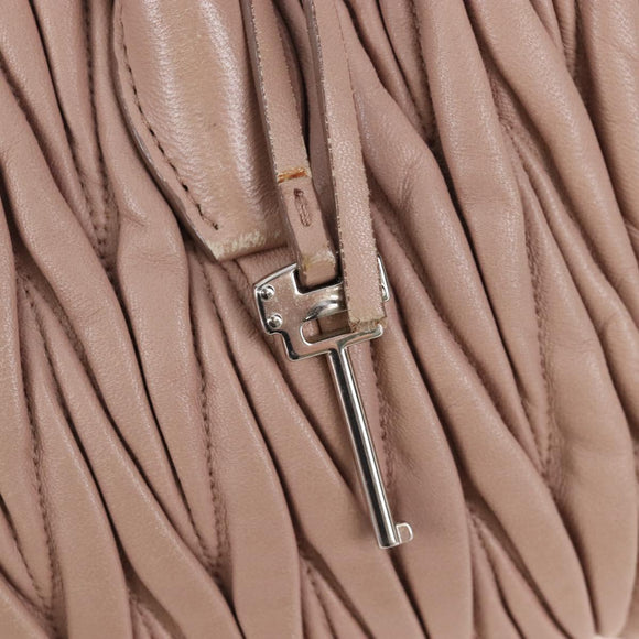 Miu Miu Matelasse Hand Bag Leather 2way Pink Silver Auth 167692A
