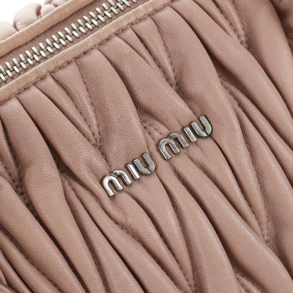 Miu Miu Matelasse Hand Bag Leather 2way Pink Silver Auth 167692A