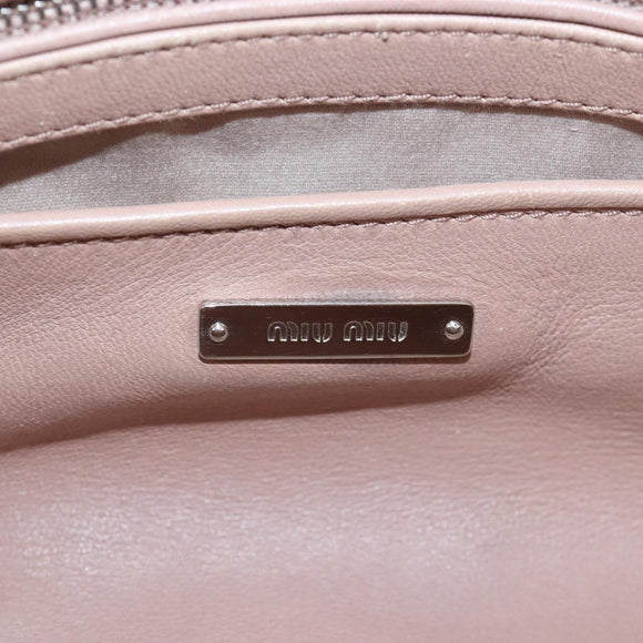 Miu Miu Matelasse Hand Bag Leather 2way Pink Silver Auth 167692A