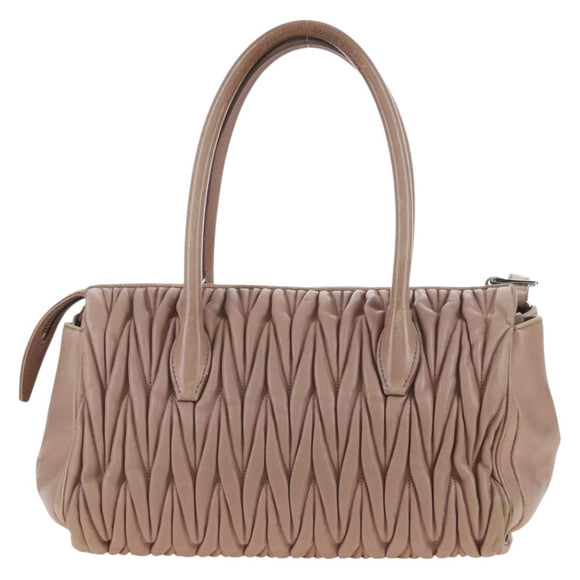 Miu Miu Matelasse Hand Bag Leather 2way Pink Silver Auth 167692A
