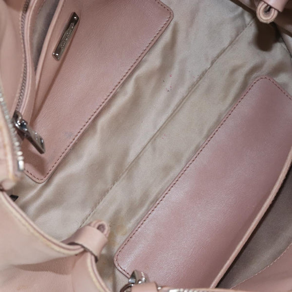 Miu Miu Matelasse Hand Bag Leather 2way Pink Silver Auth 167692A