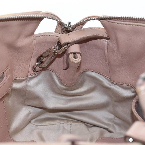 Miu Miu Matelasse Hand Bag Leather 2way Pink Silver Auth 167692A