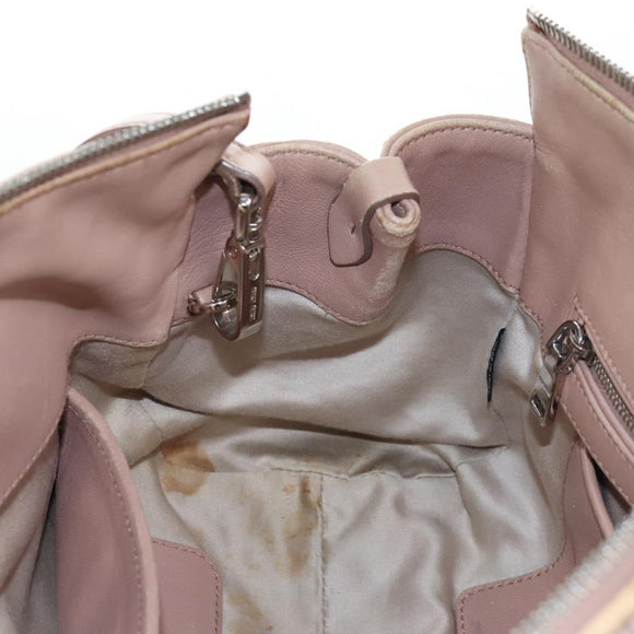 Miu Miu Matelasse Hand Bag Leather 2way Pink Silver Auth 167692A